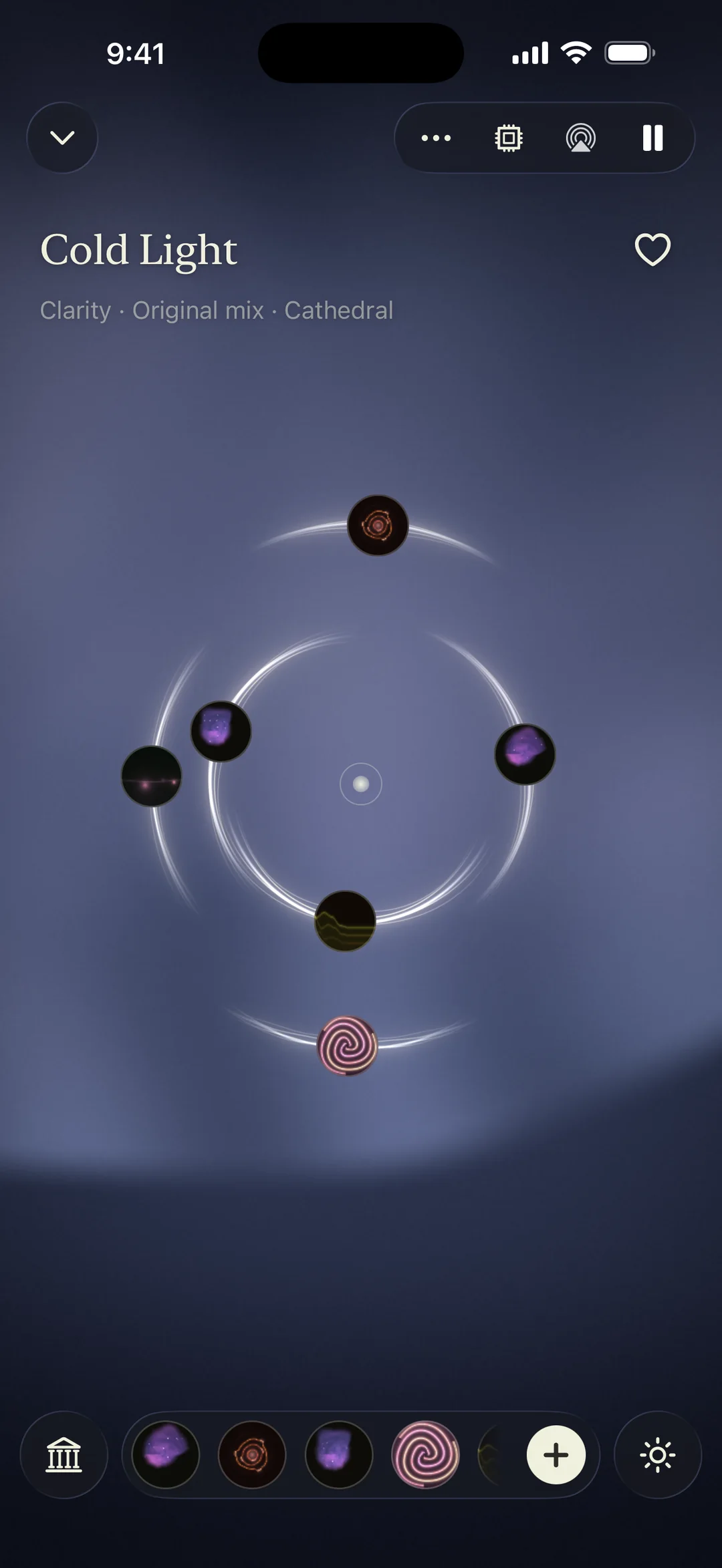 Raumo’s player playing Cold Light, its sounds placed around the listener